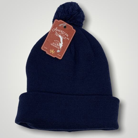 American Needle Accessories - American Needle Pom Knit Beanie Navy NEW